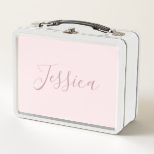 Ihr Text Elegantes Skript & Soft Blush Pink Metall Brotdose