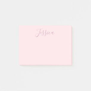 Ihr Text   Elegantes Skript & Soft Blush Pink Post-it Klebezettel
