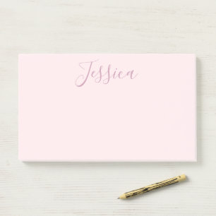Ihr Text   Elegantes Skript & Soft Blush Pink Post-it Klebezettel
