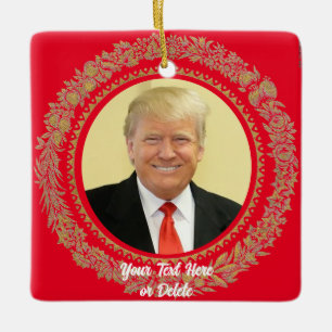 Ihr Text/Farbe Donald Trump Weihnachtsschrei rot Keramikornament