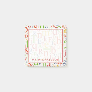 Ihr Text   Farbenfrohe Alphabet Post-it Klebezettel