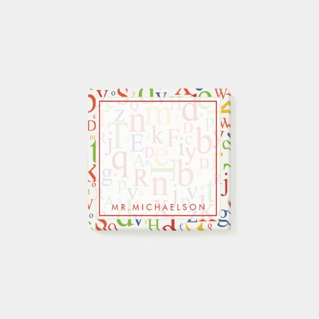 Ihr Text | Farbenfrohe Alphabet Post-it Klebezettel (Vorderseite)