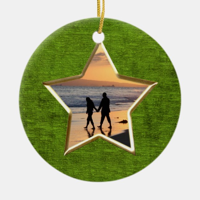 Ihr Text & Foto: Green Star-Form-Bildrahmen Keramik Ornament (Vorne)