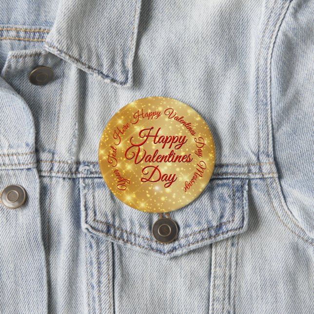 Ihr TEXT Gold Valentinstag Message Abzeichen Button (Beispiel)