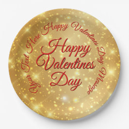 Ihr TEXT Gold Valentinstag Message Large 9" Pappteller