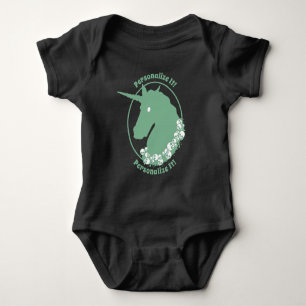 Ihr Text Grüner Zombie-Einhorn Baby Strampler
