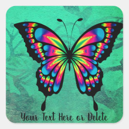 Ihr Text hell rosa und blau Schmetterling Türkisch Quadratischer Aufkleber