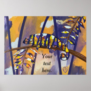Ihr Text hier auf Purple Orange Chameleon Poster