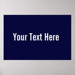 Ihr Text hier Custom Navy Blue Horizontal Poster
