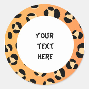 Ihr Text hier Leoparden Stil Runder Aufkleber