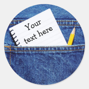 "Ihr Text-hier" Notizbuch in der Tasche Runder Aufkleber