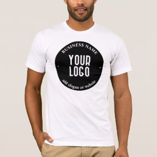 Ihr Text & Hochgeladenes Logo Editierbar Schwarz T-Shirt