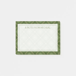 Ihr Text   Kariert grün Post-it Klebezettel