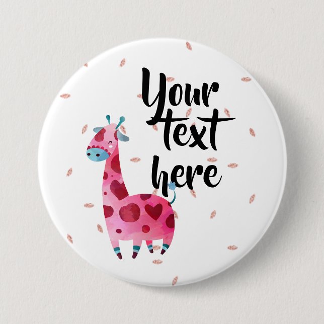 Ihr Text mit pinl Giraffe Button (Vorderseite)