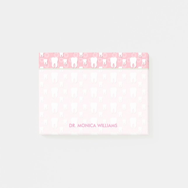 Ihr Text | Niedliche rosa Zähne Post-it Klebezettel (Vorderseite)