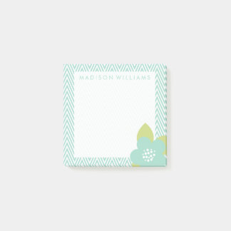 Ihr Text | Pastell floral Zickzack Post-it Klebezettel