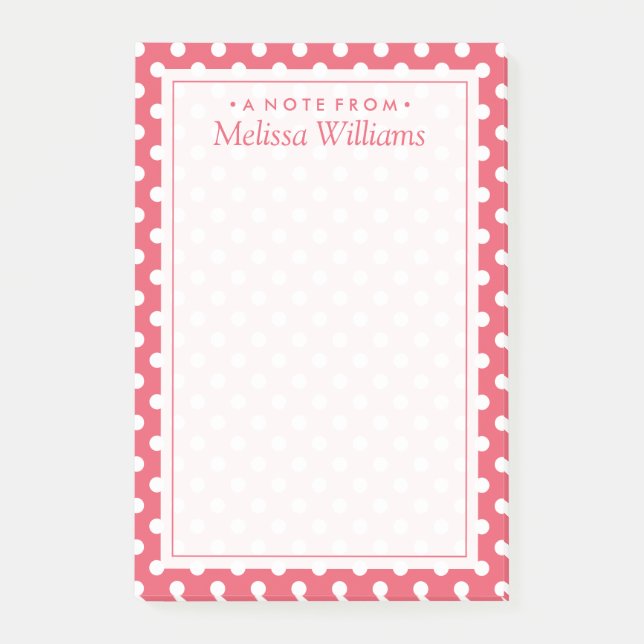 Ihr Text | Polka Dot Pattern Post-it Klebezettel (Vorderseite)