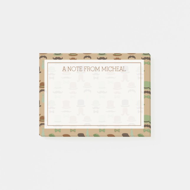 Ihr Text | Top Hat Mustache Post-it Klebezettel (Vorderseite)