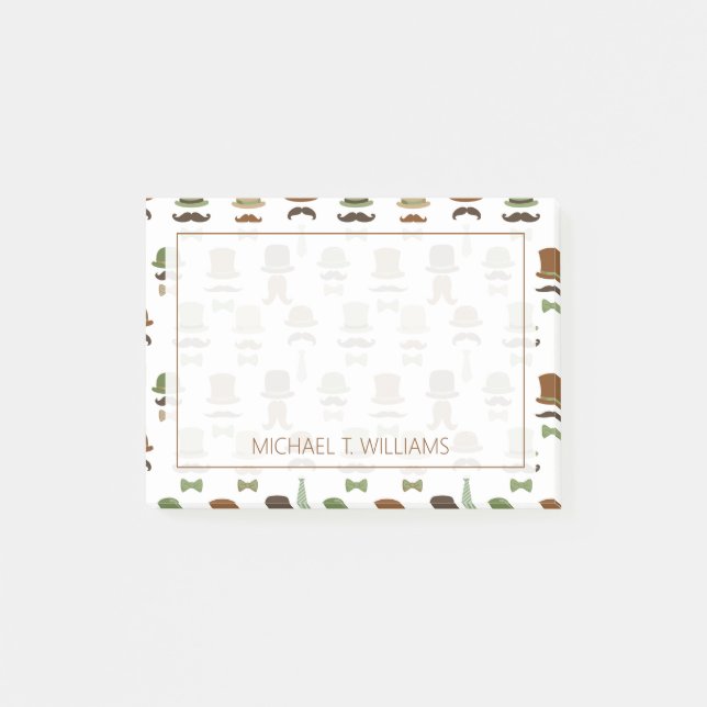 Ihr Text | Top Hat Mustache Post-it Klebezettel (Vorderseite)