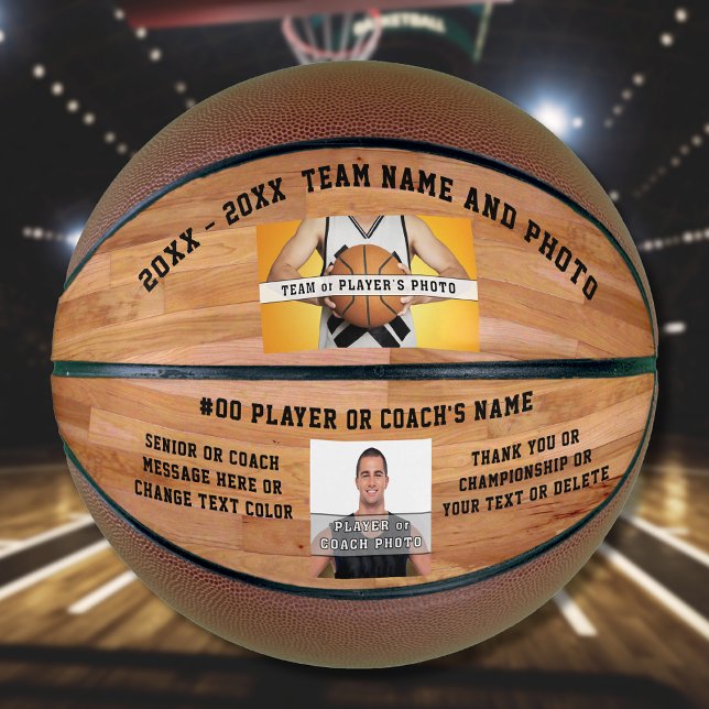 Ihr Text- und 2-Foto-Basketballtrainer Basketball (Personalized Basketball for Coach. Senior Night Gifts for Basketball Players. Photo Basketball. )