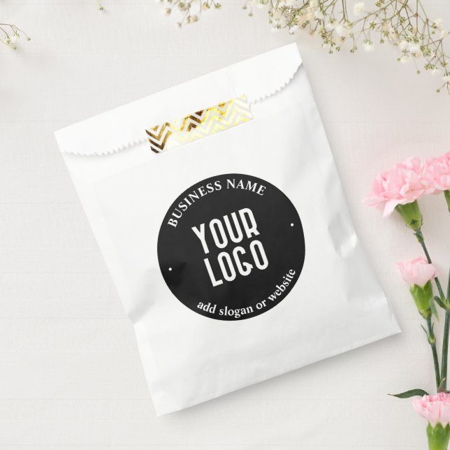 Ihr Text- und hochgeladenes Logo | Editierbar schw Geschenktütchen (Versiegelt)
