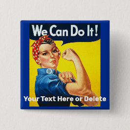 Ihr Text Vintag Rosie the Riveter Woman Power Button