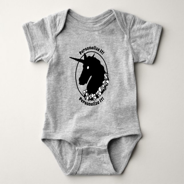 IHR TEXT Zombie Unicorn Baby Strampler (Vorderseite)