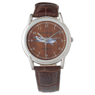 Ihr Textflugzeug Classic Cessna Flying Mahogany Armbanduhr