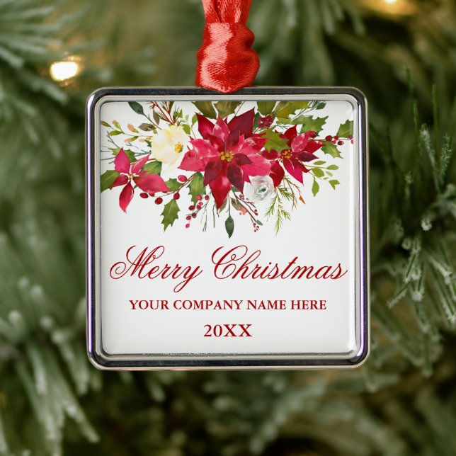 Ihr Unternehmen Aquarell Red Poinsettia Floral Ornament Aus Metall (Baum)