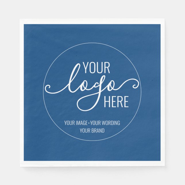 Ihr Unternehmen Logo-Branding Chic Navy Blue Serviette (Vorderseite)