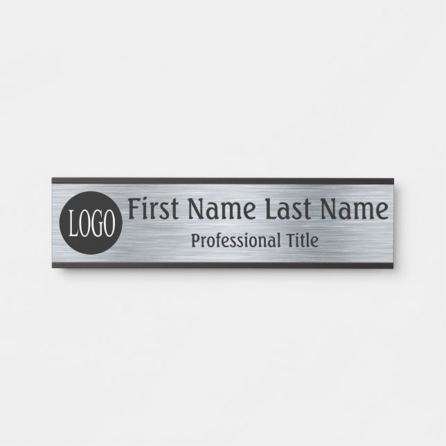 Ihr Unternehmen Logo Office Door Signieren Silber  Türschild (Vorderseite )