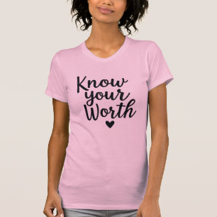 Ihr Vermögen kennen - rosa Script-Glitzer T-Shirt