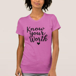 Ihr Vermögen kennen - rosa Script-Glitzer T-Shirt