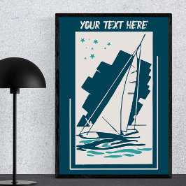 Ihr Vintages Segelschiff Zielort, um sich anzupass Poster