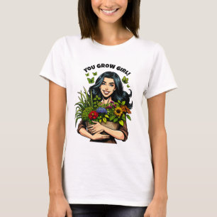 Ihr werdet Mädchen wachsen   Funny Retro Pflanze L T-Shirt
