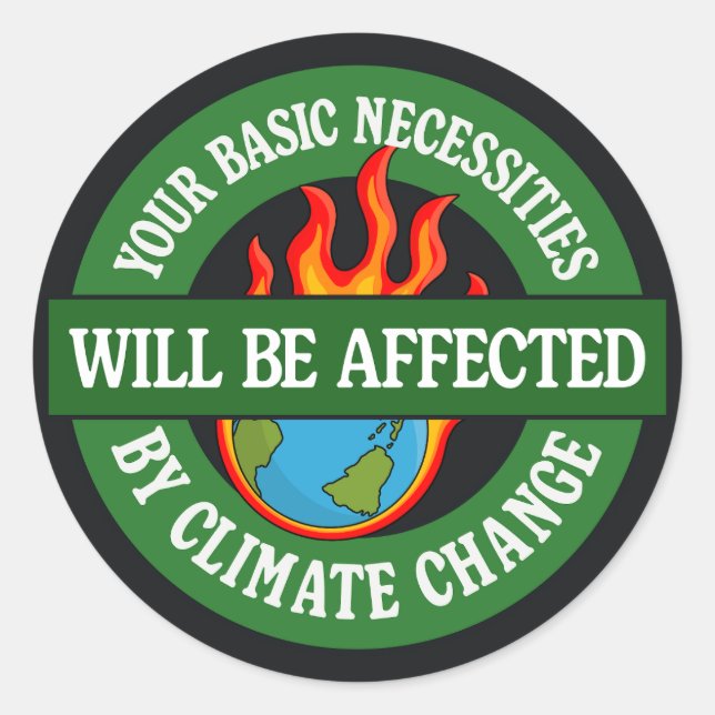 Ihr wird vom Klimawandel betroffen sein Runder Aufkleber (Vorderseite)