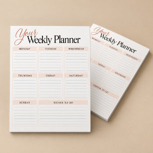 Ihr wöchentlicher Planungs- und Terminplaner Notizblock