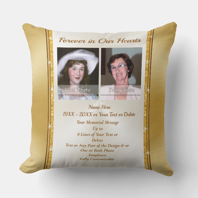 Ihre 1 oder 2 Bilder, Memorial Foto Pillows Kissen (Vorderseite)