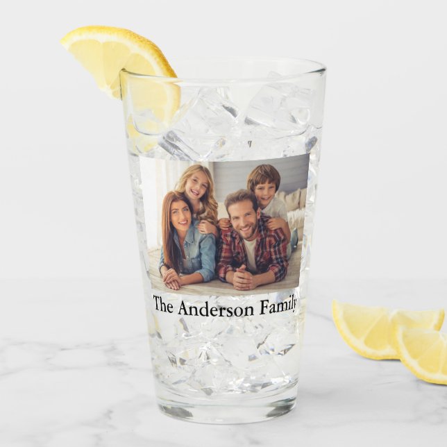 IHRE 2 Fotos & Name benutzerdefiniert Glas (Vorderseite Ice)