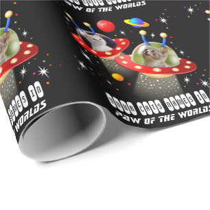 Ihre 2 Katzen in einer Alien Raumschiff UFO Sci Fi Geschenkpapier