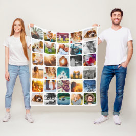 Ihre 30 Fotos weiche, abgerundete Quadrat-Collage Fleecedecke
