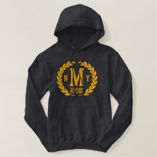 Ihre 3 Buchstaben Monogramm + Text Laurels Sticker Bestickter Hoodie