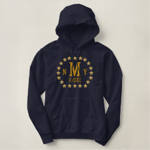 Ihre 3 Buchstaben Monogramm + Text Sterne Stickere Bestickter Hoodie