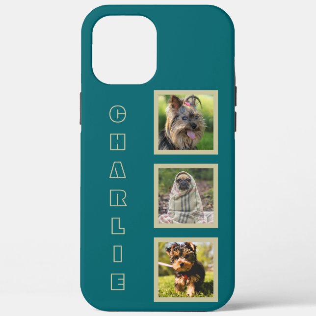 IHRE 3 FOTOS & individuelle Name Telefongehäuse Case-Mate iPhone Hülle (Rückseite)