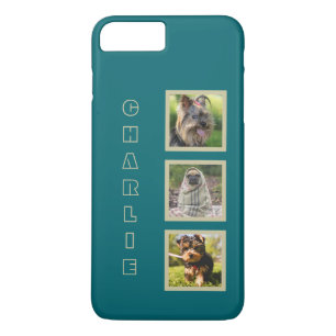 IHRE 3 FOTOS & individuelle Name Telefongehäuse iPhone 8 Plus/7 Plus Hülle
