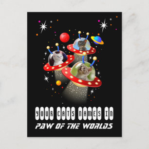 Ihre 3 Katzen in einer Alien Raumschiff UFO Sci Fi Postkarte