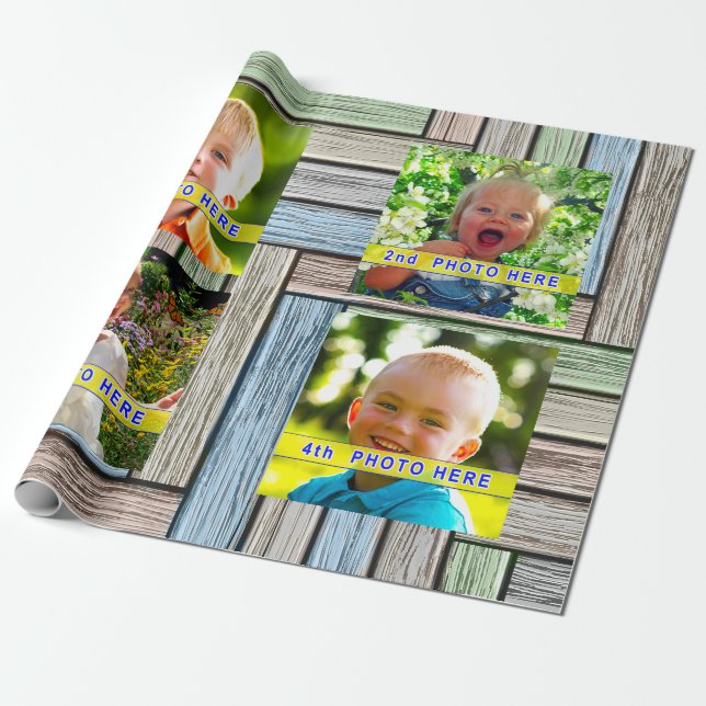 Ihre 4 Bilder, Foto-Geschenk-Verpackungs-Papier Geschenkpapier (Ungerollt)