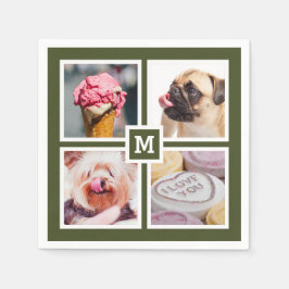 IHRE 4 FOTOS & MONOGRAM Papierservietten