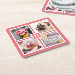 IHRE 4 FOTOS & MONOGRAMM Untersetzer