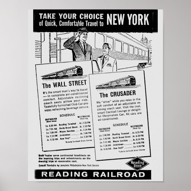 Ihre Auswahl an Zügen nach New York Poster (Vorne)